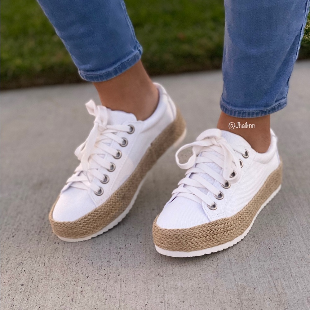 LAST SIZE 6, White canvas Espadrille sneaker - Picture 5 of 6